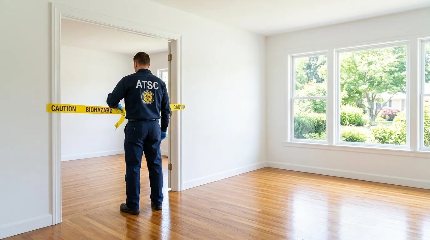 Certified biohazard cleanup crew performing Decomposition Cleanup in Woodlyn